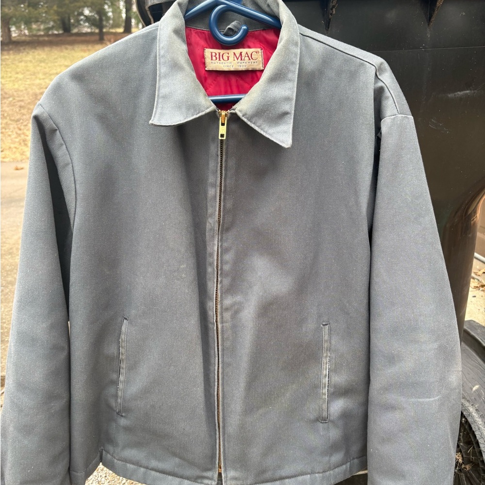 Vintage 80’s 70’s BIG MAC Quilt lined  Jacket Grey /Red inside Zip Retro large